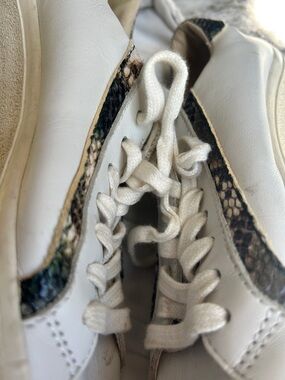 Madewell White Leather Sneakers with Snake-Print Trim